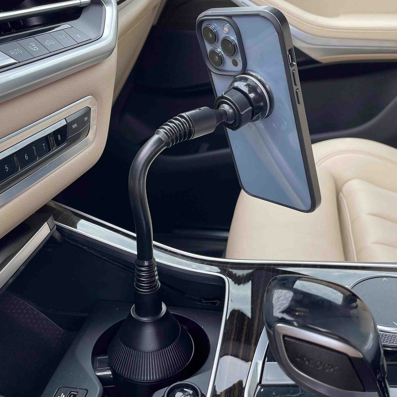 Magnetic Base Flexible Cell Phone Holder for Car Cup Holder